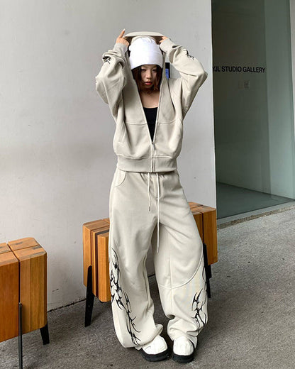 Embroidered Graphic Wide-Leg Sweatpants