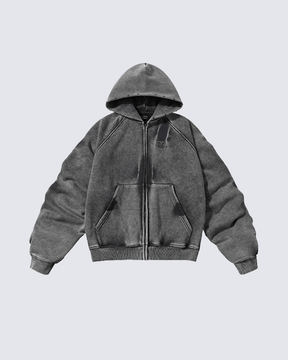 Vintage Washed Oversized Zip-Up Hoodie