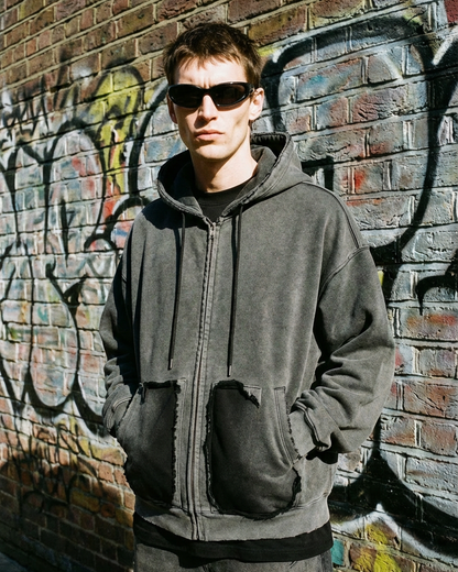 Vintage Washed Fleece Zip Hoodie