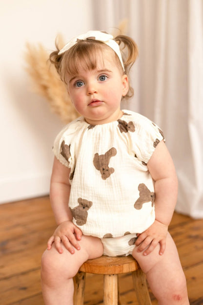 Bear 3 Piece Summer Set (T-Shirt, Shorts & Headband)