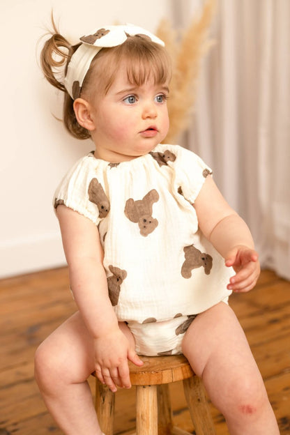 Bear 3 Piece Summer Set (T-Shirt, Shorts & Headband)