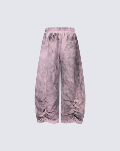 Vintage Washed Tie-Dye Wide-Leg Sweatpants