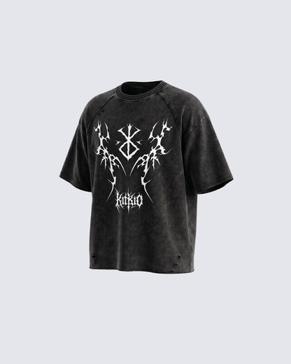 Vintage Bleach Washed Tribal Print T-shirt