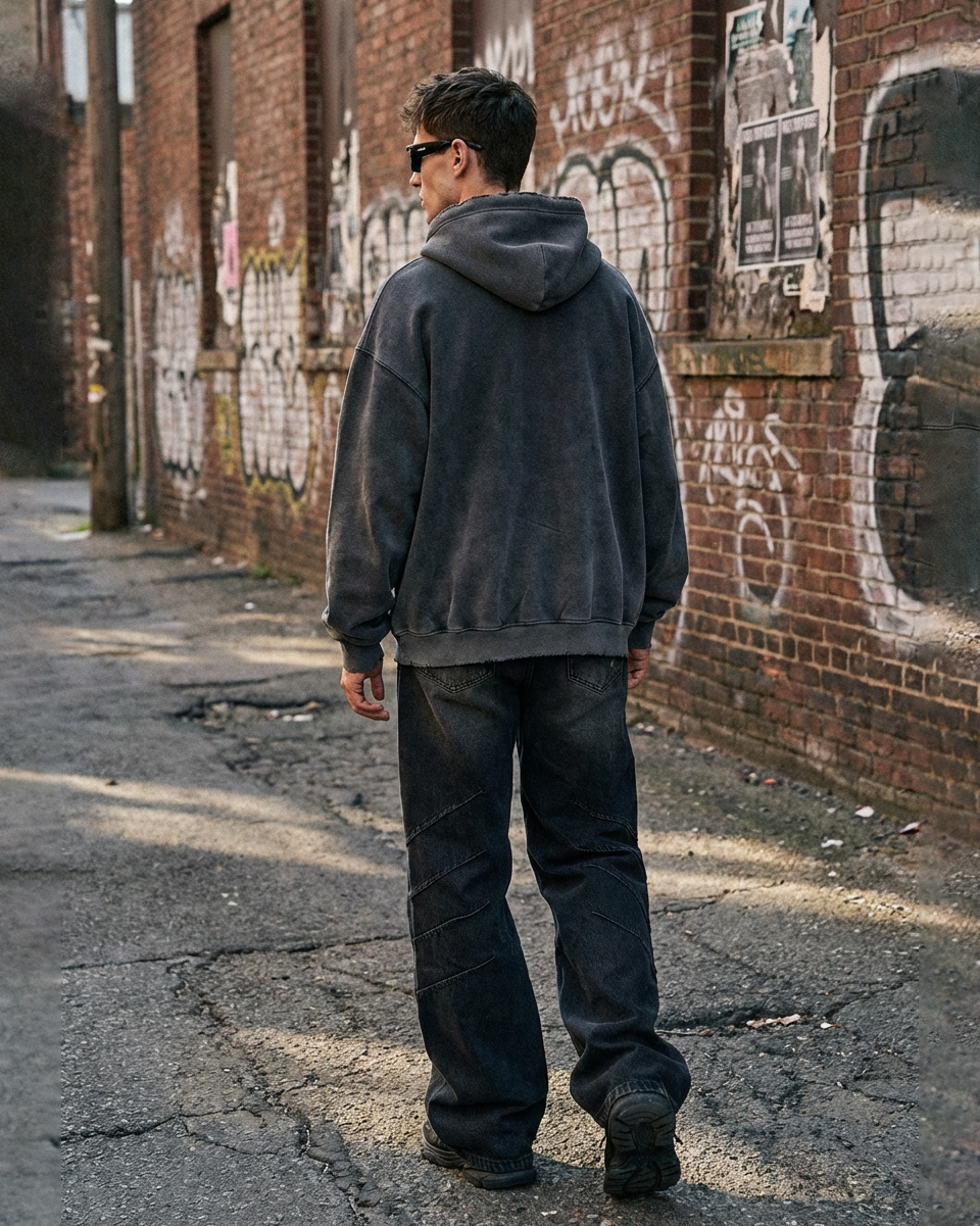 Vintage Washed Fleece Zip Hoodie