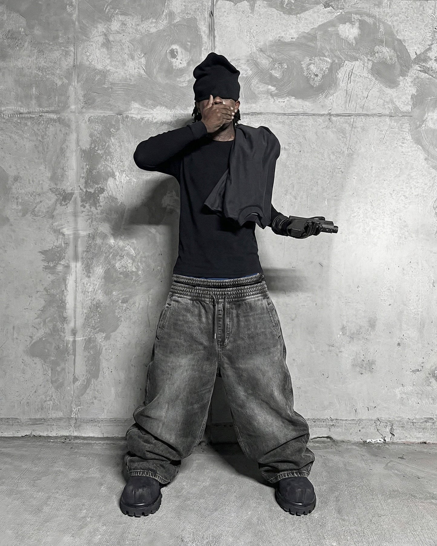 KIIKIO-Double-Ended Washed Loose-Fit SweatPants