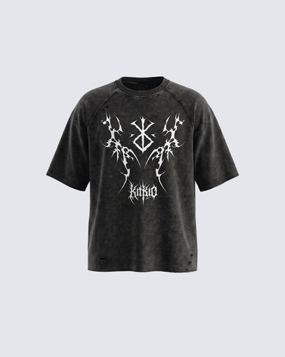 Vintage Bleach Washed Tribal Print T-shirt