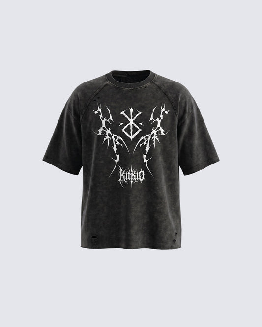 Vintage Bleach Washed Tribal Print T-shirt