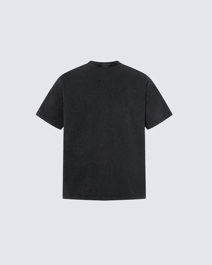 Retro-Style Washed Print Casual Short-Sleeved T-Shirt