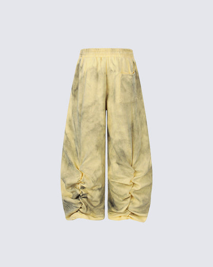 Vintage Washed Tie-Dye Wide-Leg Sweatpants