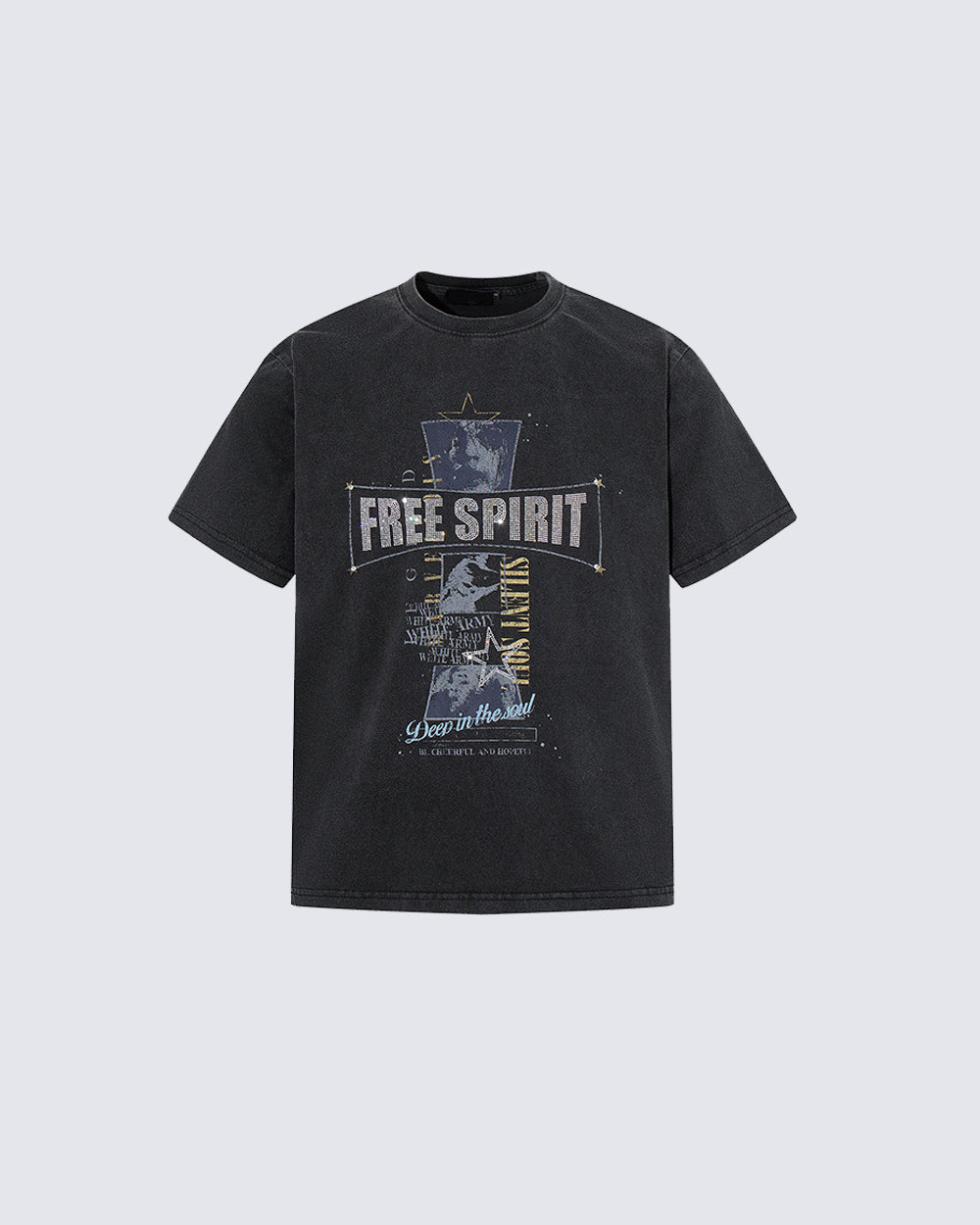 Retro-Style Washed Print Casual Short-Sleeved T-Shirt