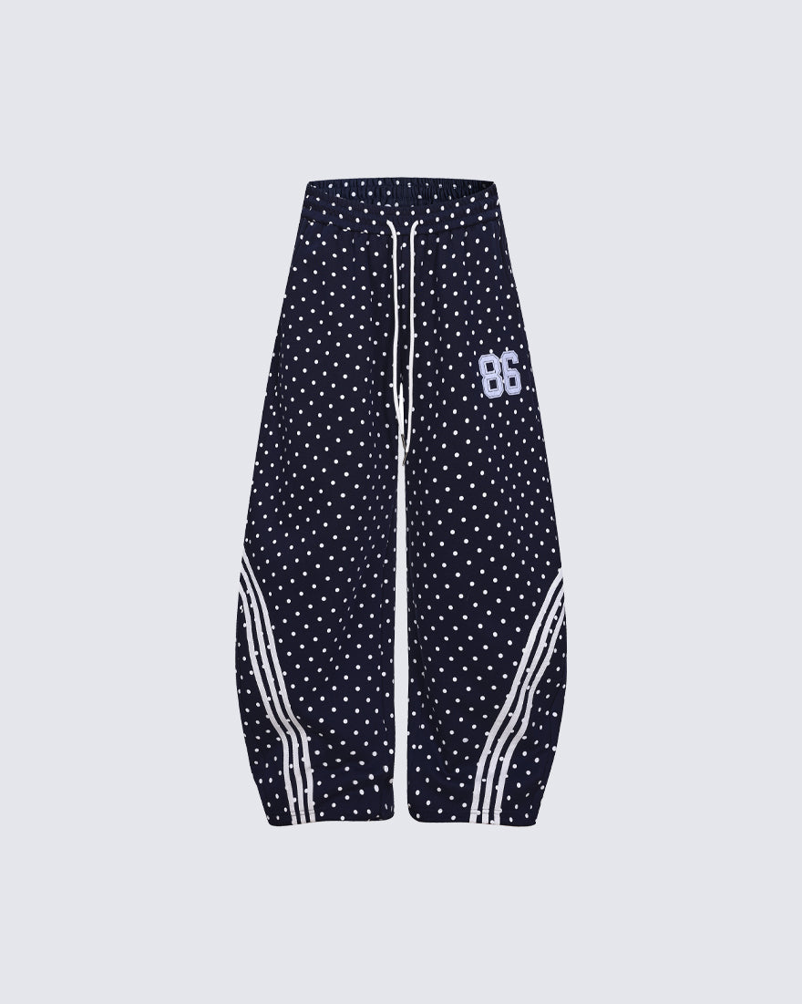 Star Print Embroidered Wide Leg Sweatpants