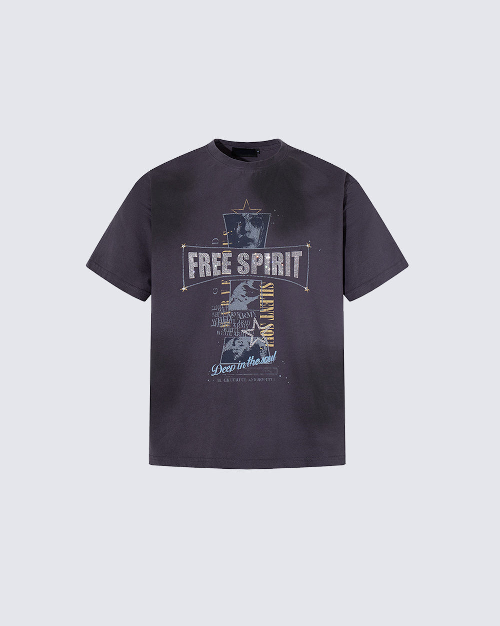 Retro-Style Washed Print Casual Short-Sleeved T-Shirt