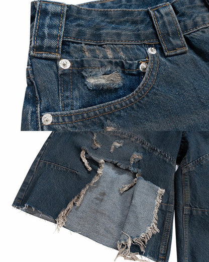 Vintage Distressed Washed Denim Shorts