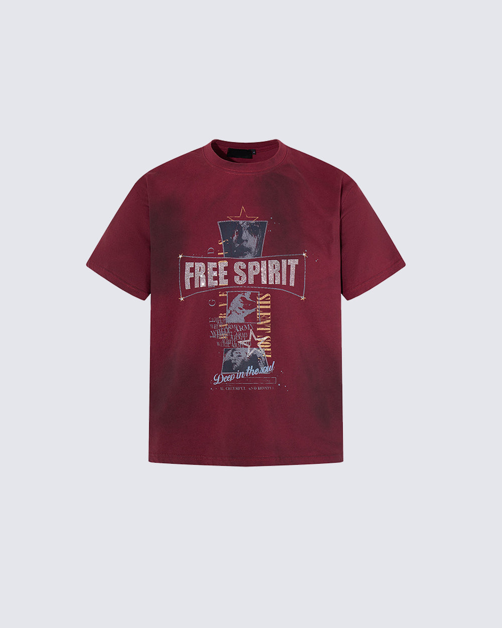 Retro-Style Washed Print Casual Short-Sleeved T-Shirt