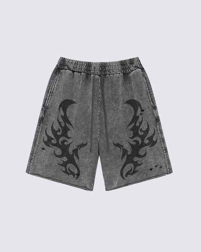 Tribal Print Grey Sweat Shorts