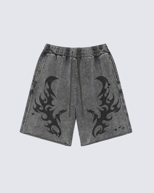 Tribal Print Grey Sweat Shorts