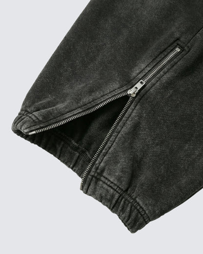 LOW SATURATION-Spring New Washed Zip Hem Sweatpants
