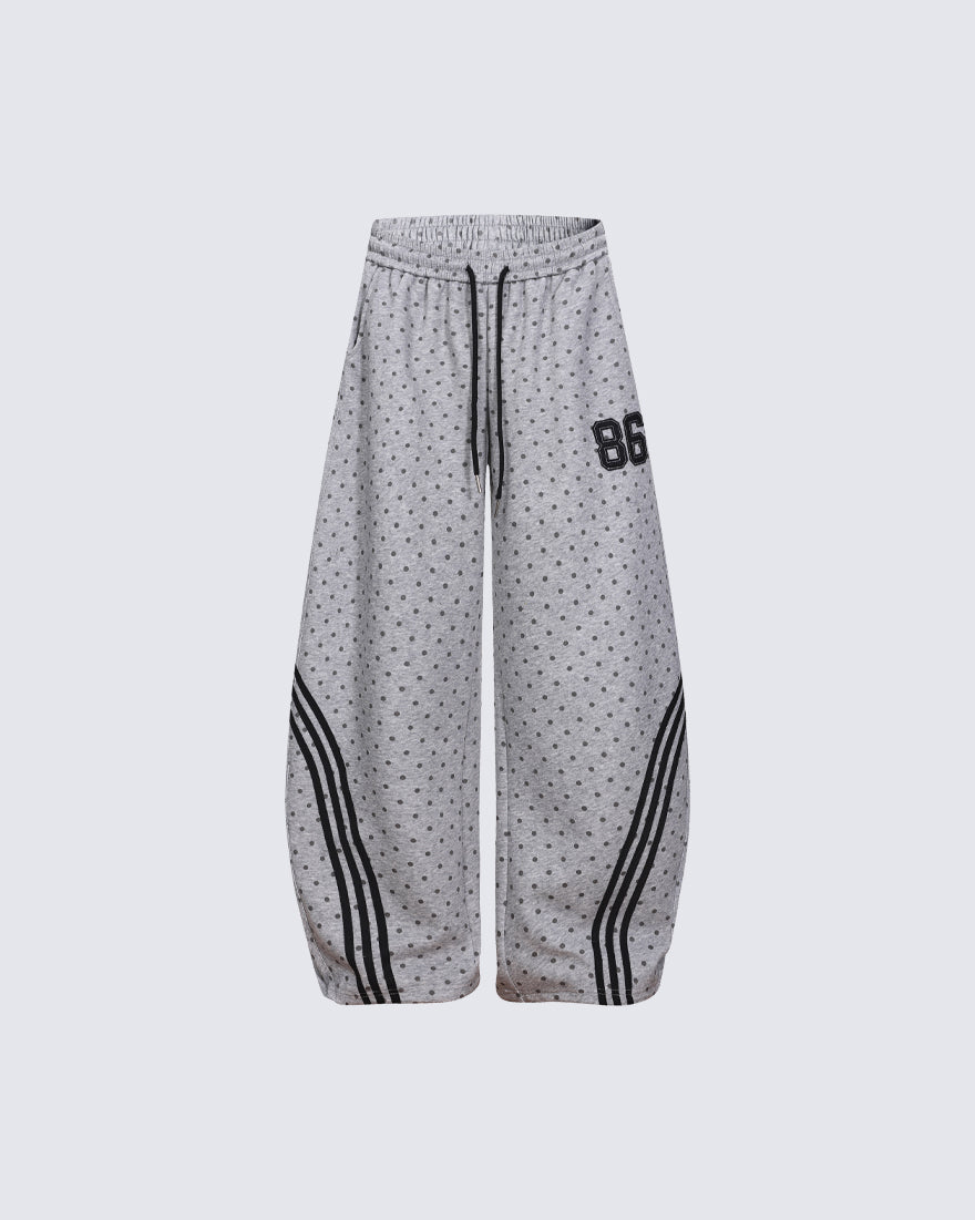 Star Print Embroidered Wide Leg Sweatpants