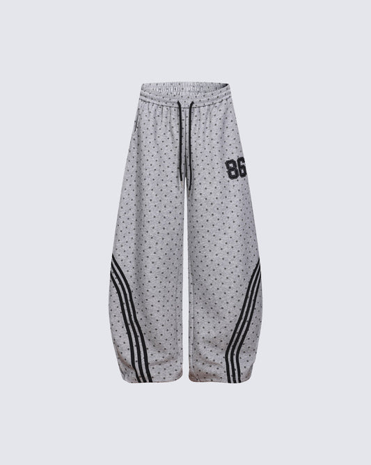 Star Print Embroidered Wide Leg Sweatpants