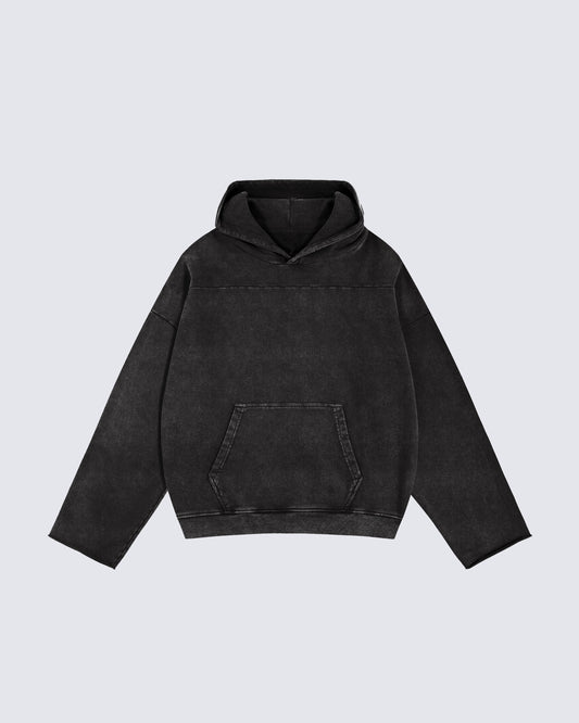 Washed Split-Panel Frayed Hoodie