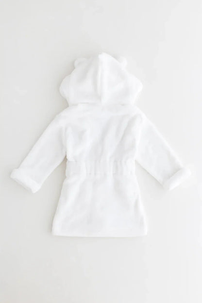 COZY Bear Hooded Dressing Gown Bear Ears - White