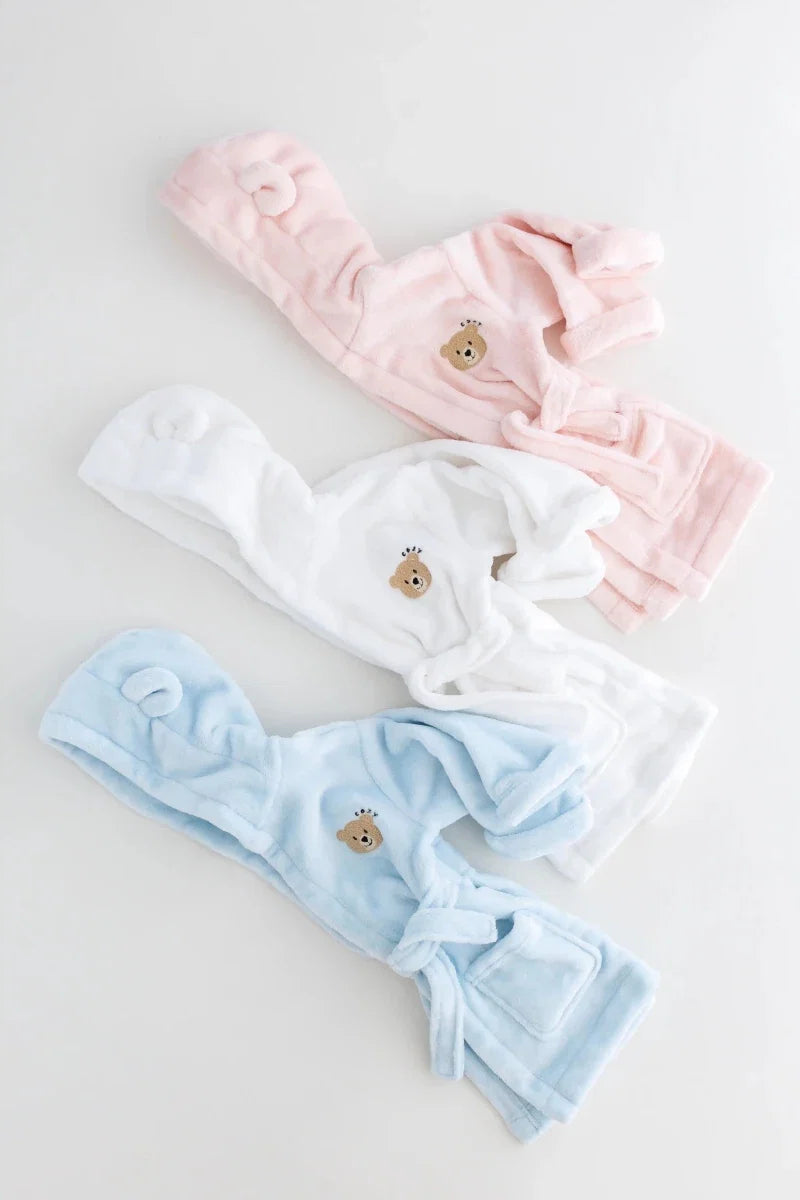 COZY Bear Hooded Dressing Gown Bear Ears - Pink