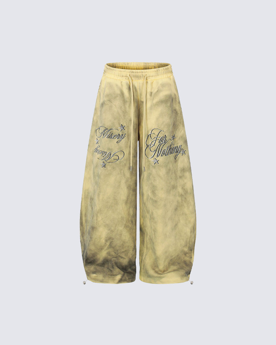 Vintage Washed Tie-Dye Wide-Leg Sweatpants
