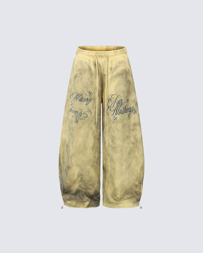 Vintage Washed Tie-Dye Wide-Leg Sweatpants