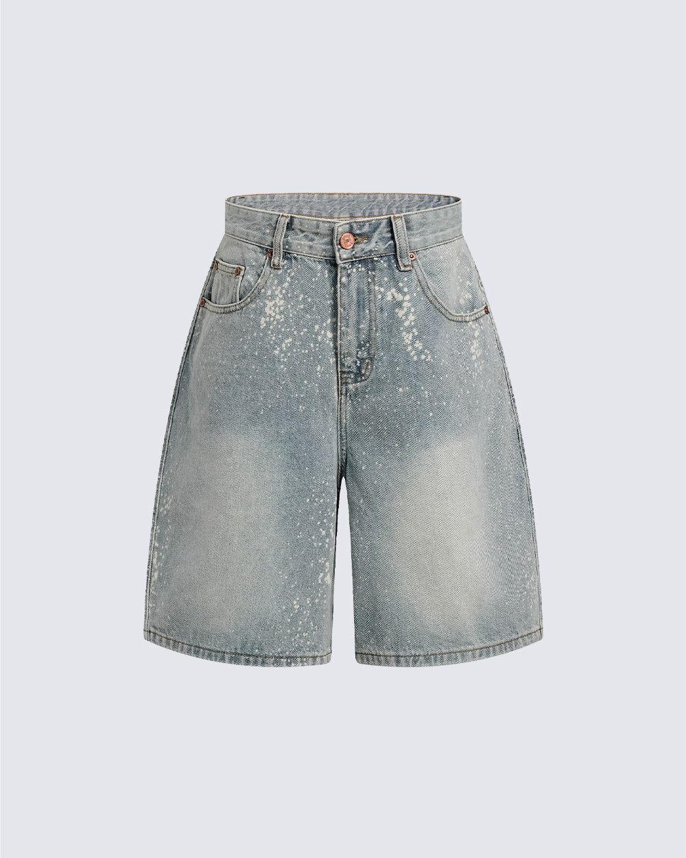 New Paint Splatter High Street Wide Denim Shorts