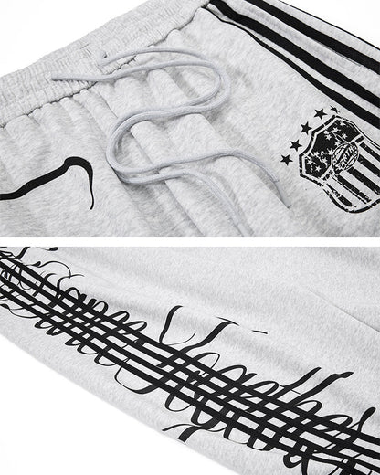 Curved Script Stripe Wide-Leg Sweatpants