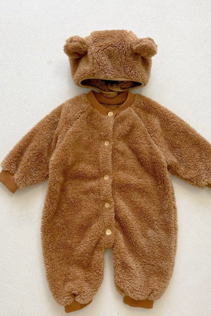 The Fur Bear Knitted Hooded Pramsuit