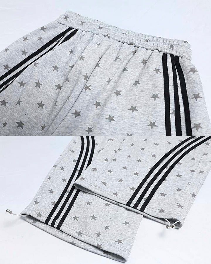 Star Print Embroidered Wide Leg Sweatpants