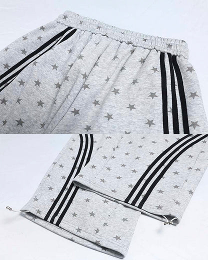 Star Print Embroidered Wide Leg Sweatpants