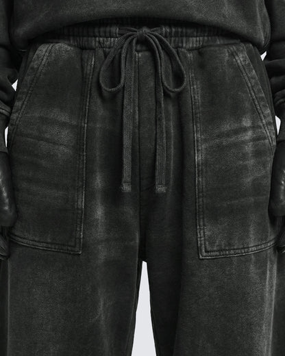 LOW SATURATION-Spring New Washed Zip Hem Sweatpants