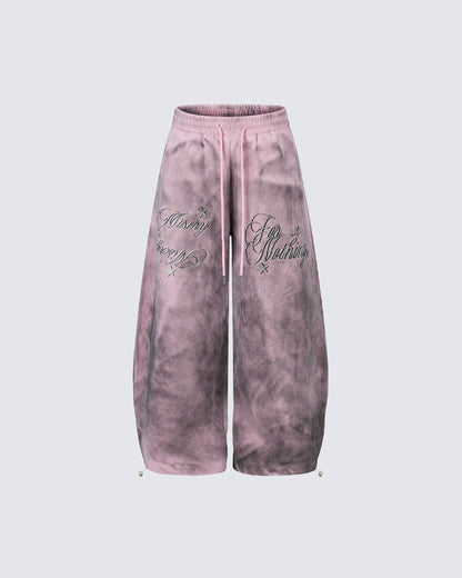 Vintage Washed Tie-Dye Wide-Leg Sweatpants