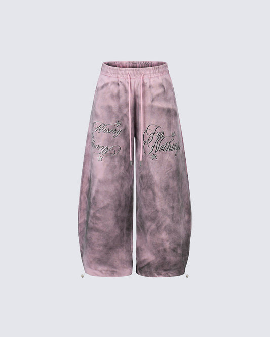 Vintage Washed Tie-Dye Wide-Leg Sweatpants