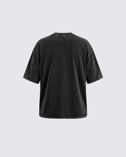 Vintage Washed Graphic Print Oversized T-Shirt
