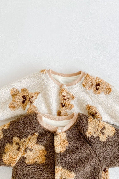 Bear Fleece Romper Cream or Brown