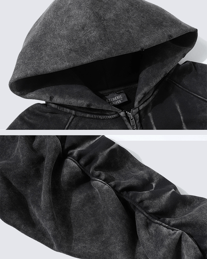 Vintage Washed Oversized Zip-Up Hoodie