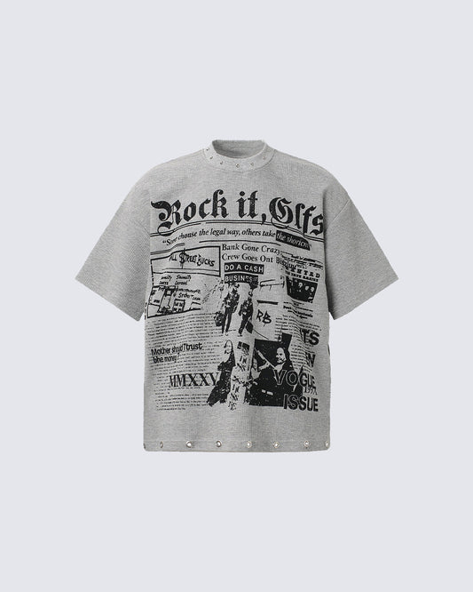 Vintage Studded Graphic T-Shirt New