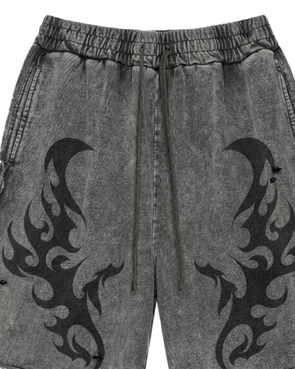 Tribal Print Grey Sweat Shorts