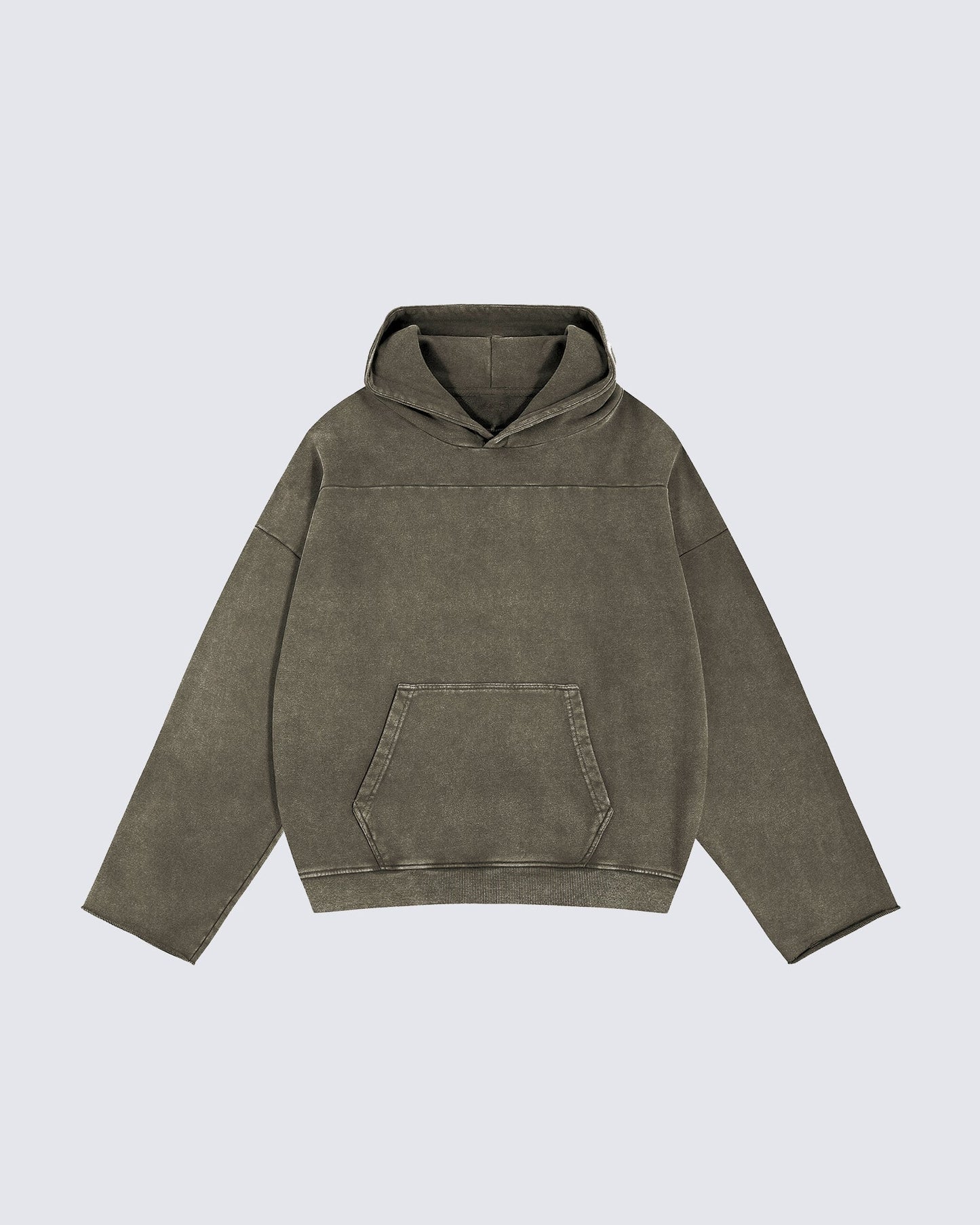 Washed Split-Panel Frayed Hoodie