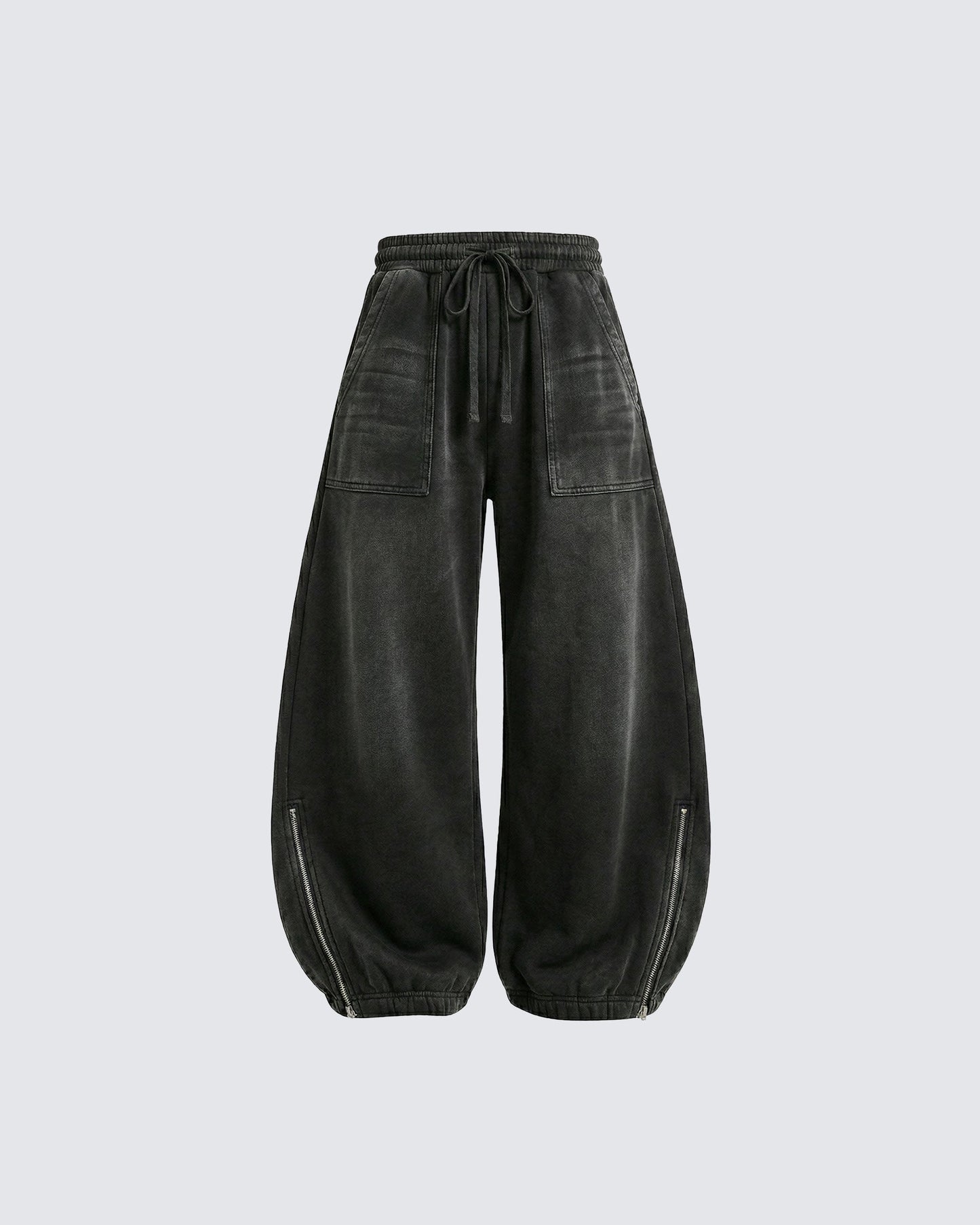 LOW SATURATION-Spring New Washed Zip Hem Sweatpants
