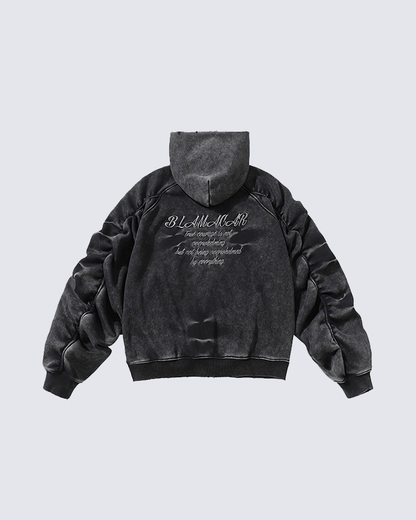 Vintage Washed Oversized Zip-Up Hoodie