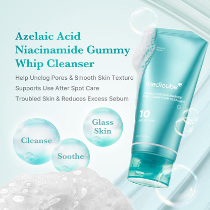 Medicube Azelaic Acid Whip Cleanser – Soothing Foaming Cleanser for Troubled Skin | Niacinamide & Glycerin | Korean Skincare 4.23 oz