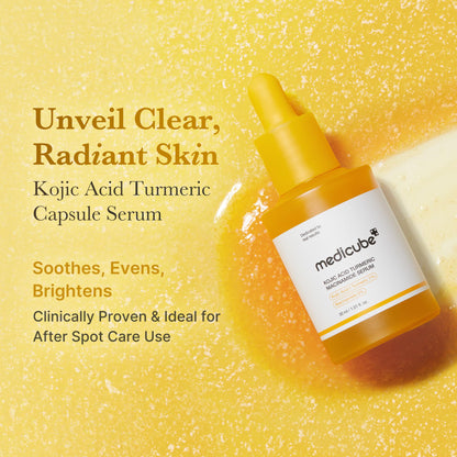 Medicube Kojic Acid Turmeric Capsule Serum for Troubled Skin | Brightening & Hydration | Niacinamide Glow Capsules | 1.01 fl oz