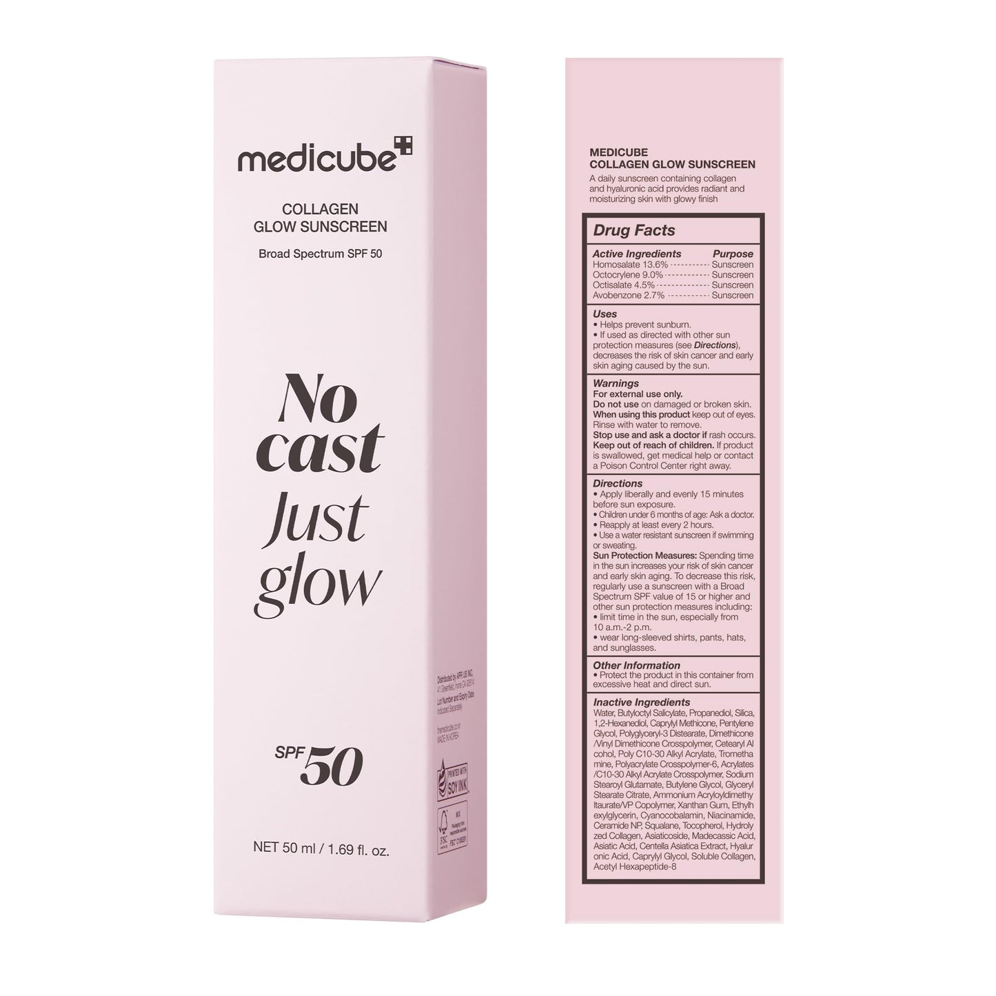 Medicube No Cast Just Glow Collagen Sunscreen SPF 50 | Lightweight, Hydrating, No White Cast