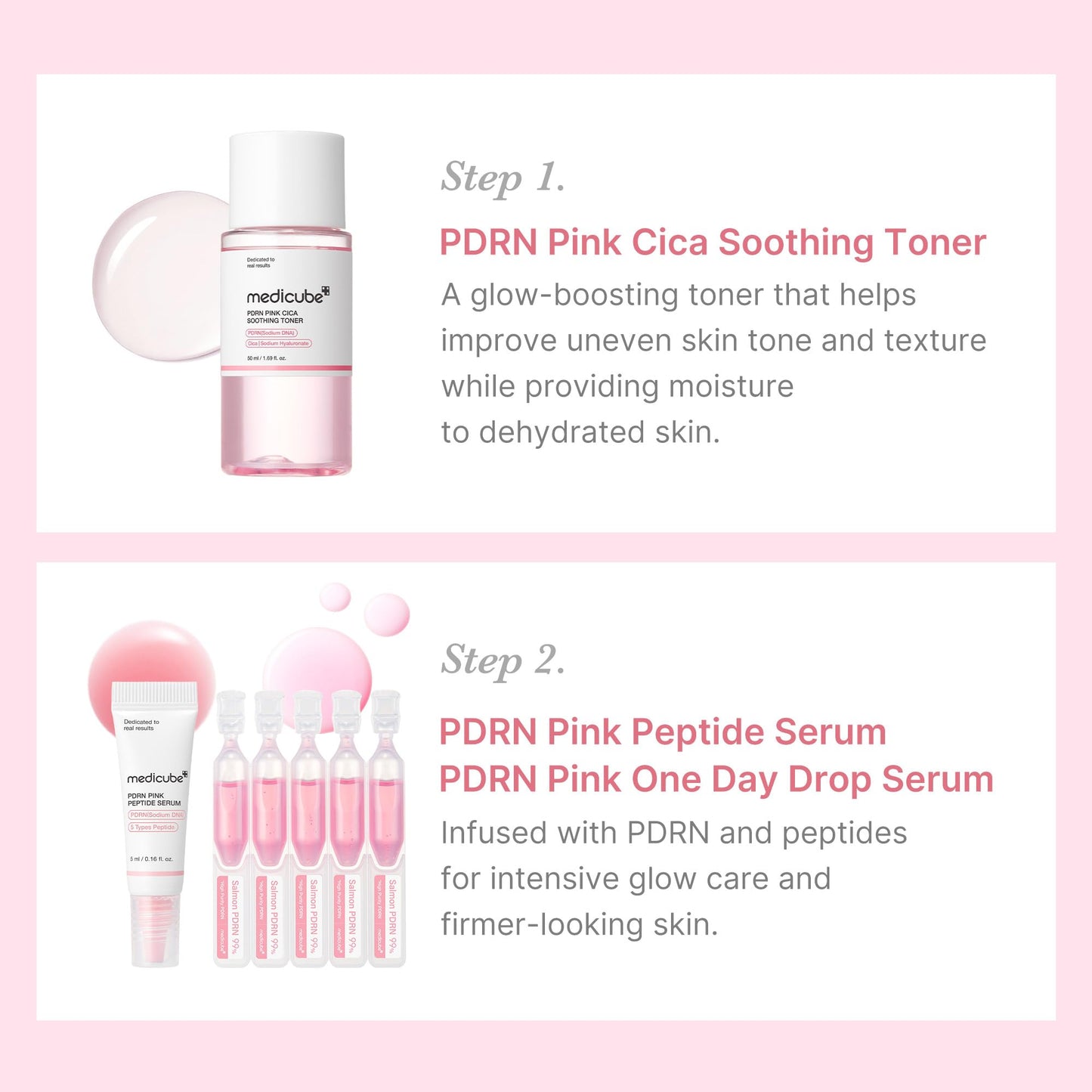 Medicube Salmon DNA PDRN Trial Kit – Glass Glow Mini Skincare Set with Toner, Serum & Sheet Mask