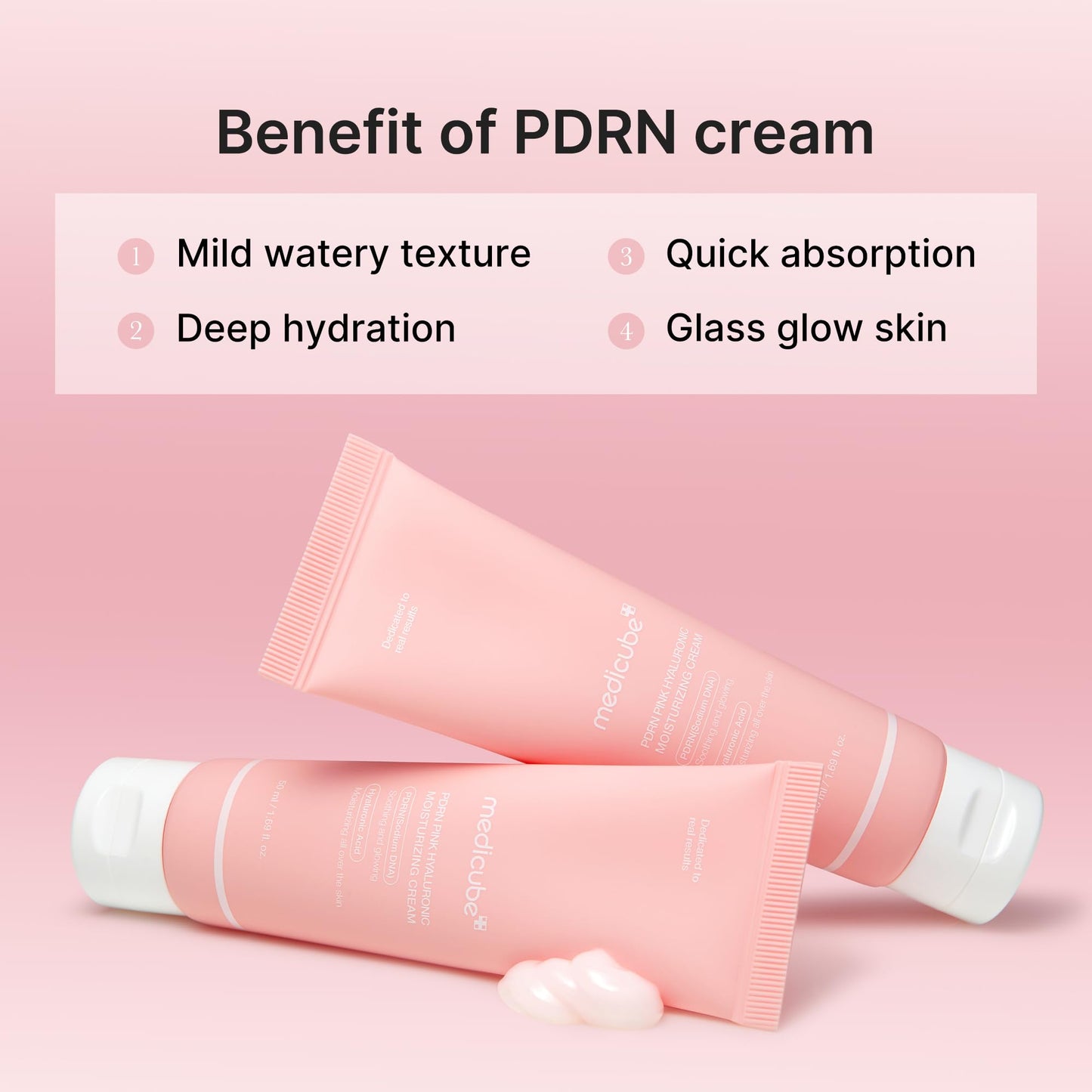 Medicube PDRN Pink Hyaluronic Moisturizing Cream | Hydration, Glow & Barrier Support | 50ml