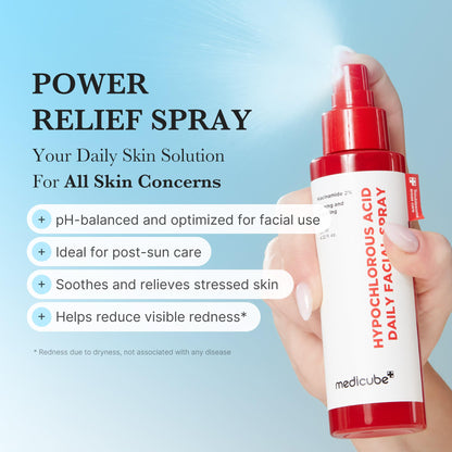Medicube Power Soothing Spray – Hypochlorous Acid Facial Mist for All Skin Types | Post-Sun Care 4.22 fl oz